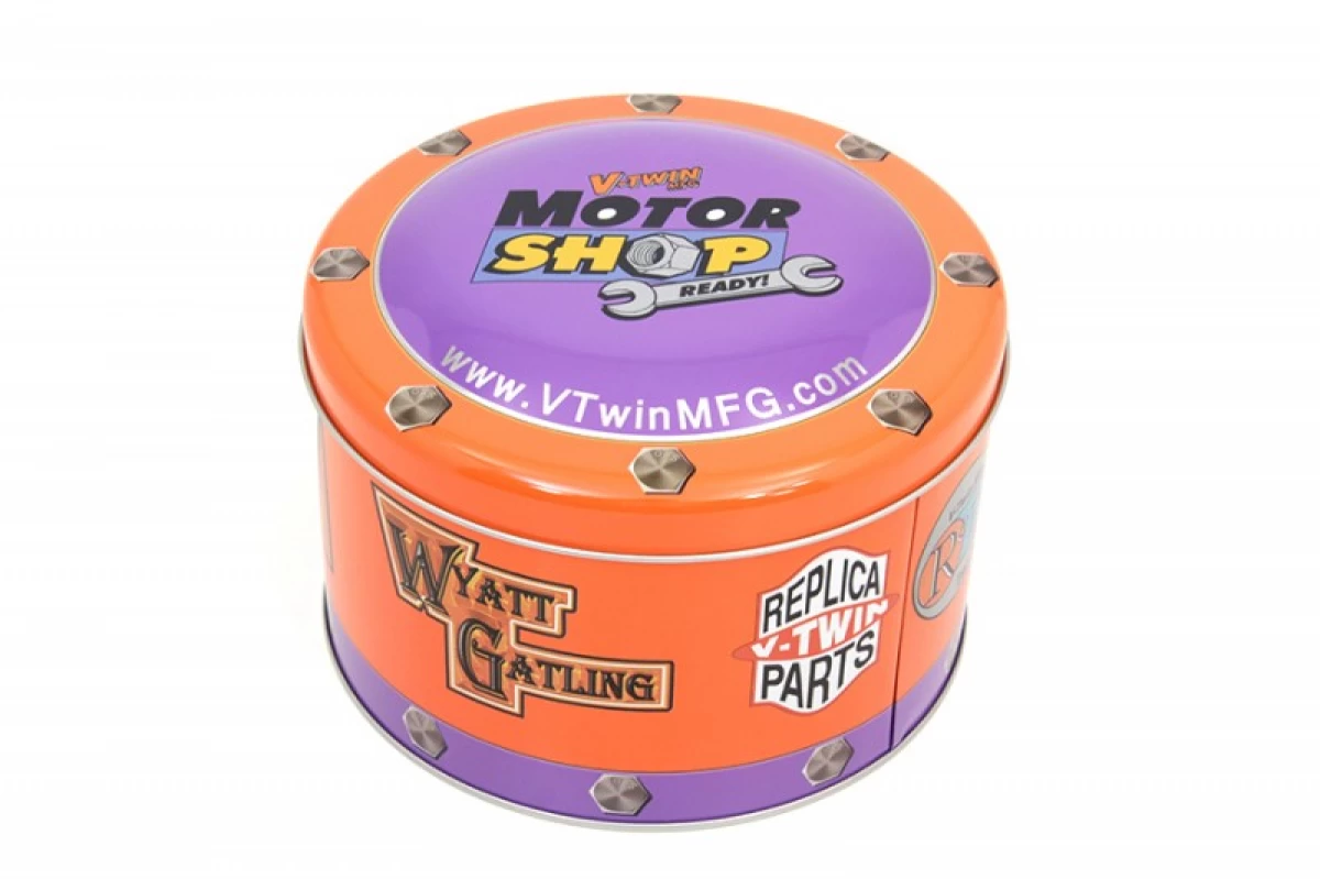 48-0926　V-TWIメタルラウンドボックス　鉄製缶　 ( ハーレー )