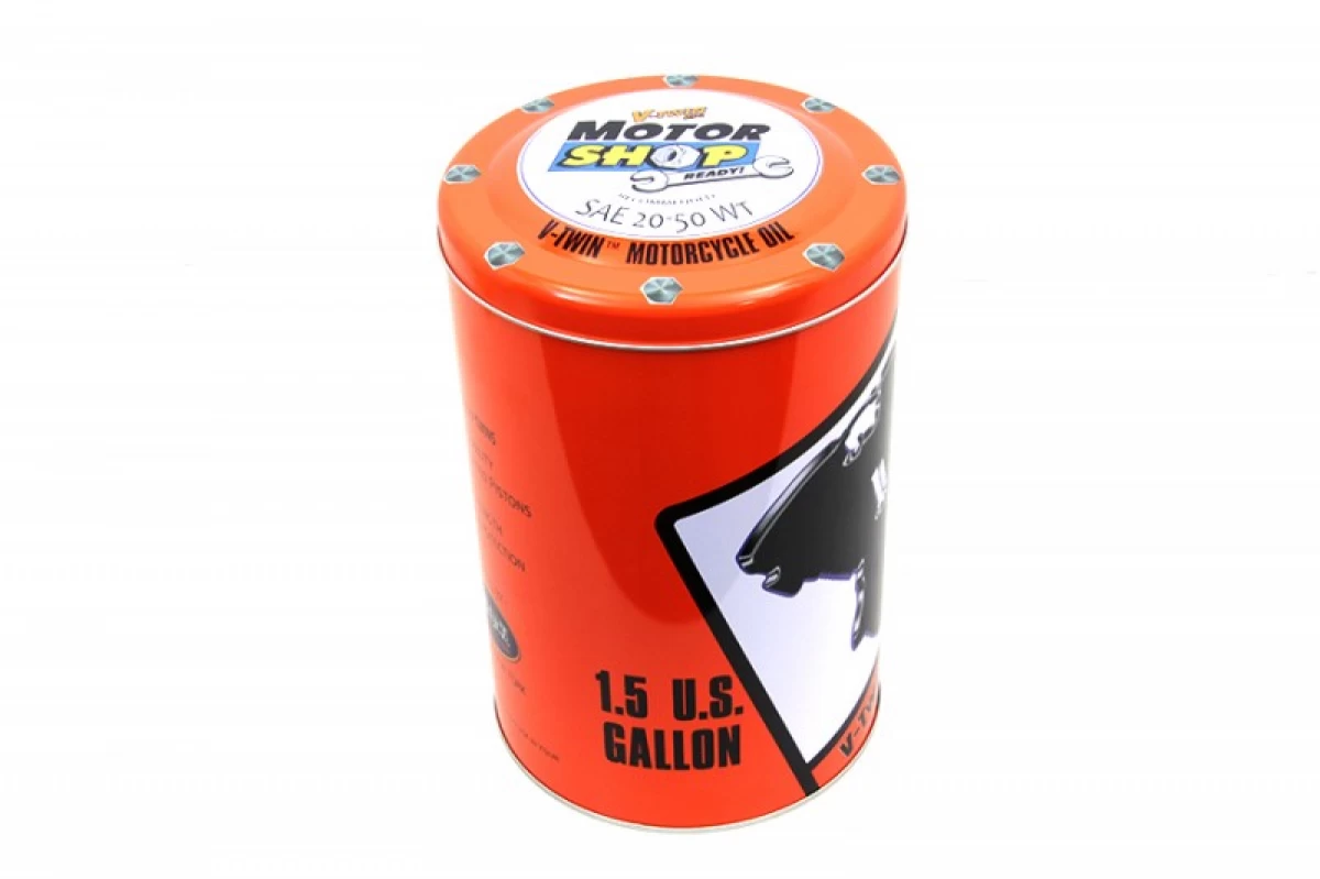 48-1801　V-TWIメタル1.5ガロンラウンドボックス　鉄製缶　 ( ハーレー )